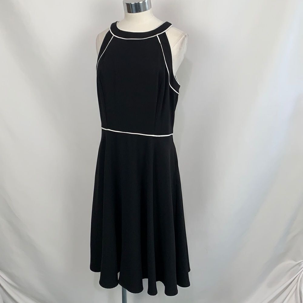 White House Black Market NWT black with white piping dress
